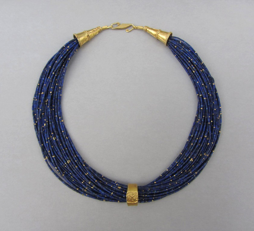 Lapis with Pyu Ring Shaped Gold Currency 