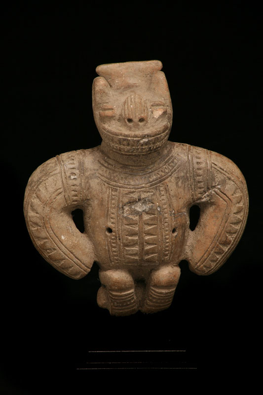 Double Duct pottery zoomorthic flute in the shape of a bat