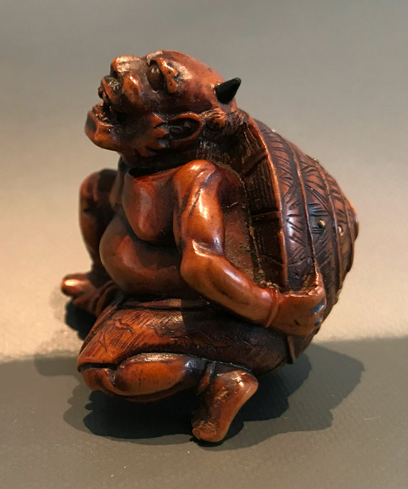 Boxwood netsuke of Oni setsubun