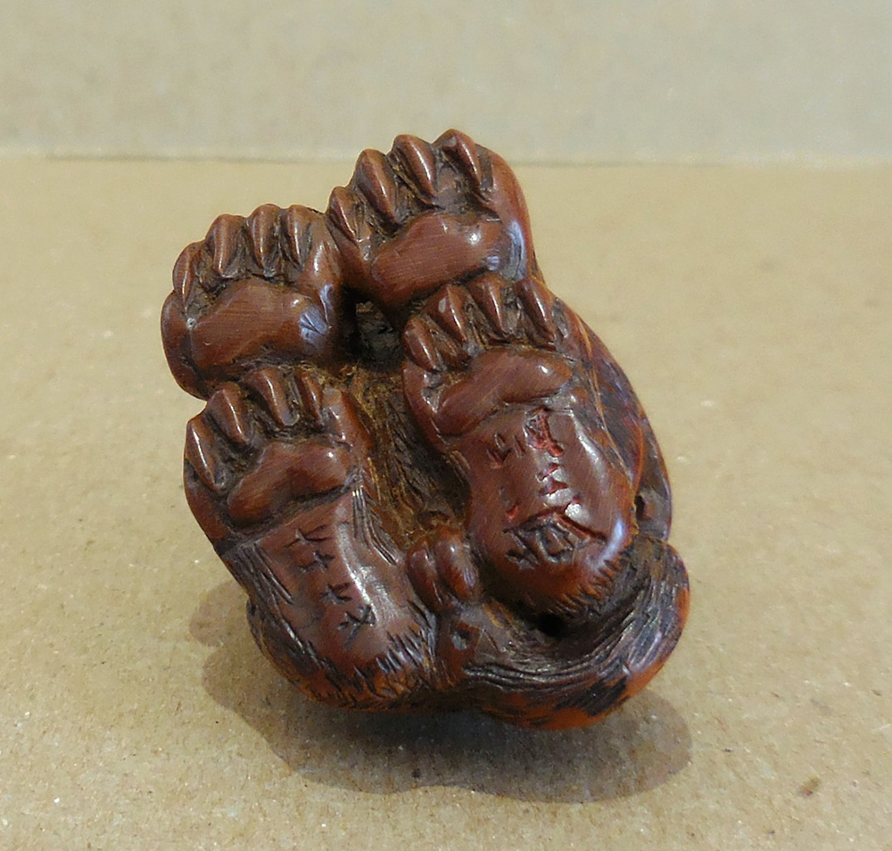 Wood Netsuke of a Tiger